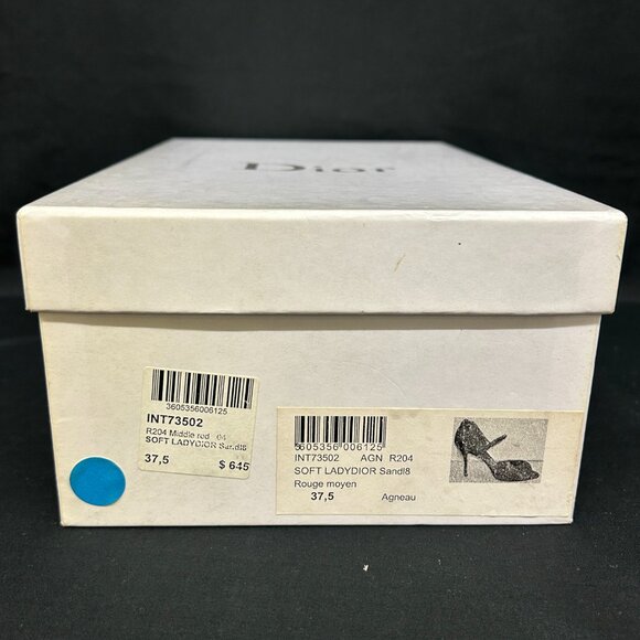 Christian Dior Soft Lady Dior Red Leather Woven Peep Toe Heels Shoes 37.5 7.5 - Picture 11 of 12